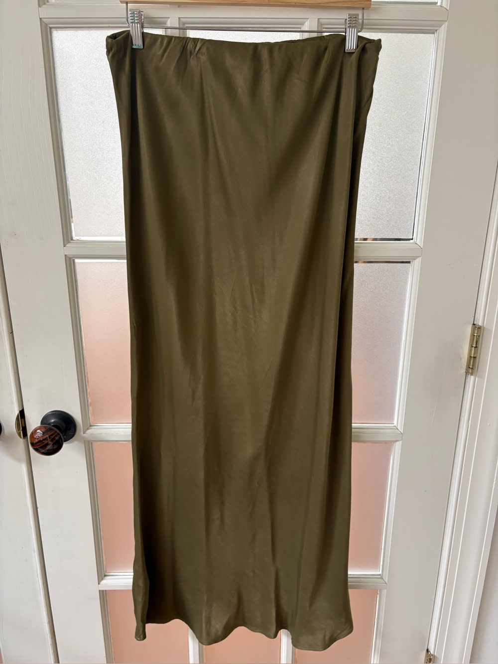 Anthropologie Olive-Tone Maxi Skirt
